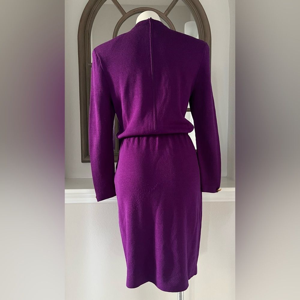 ST. JOHN Couture Purple Sweater Dress, New, Size 8 - Picture 5 of 14